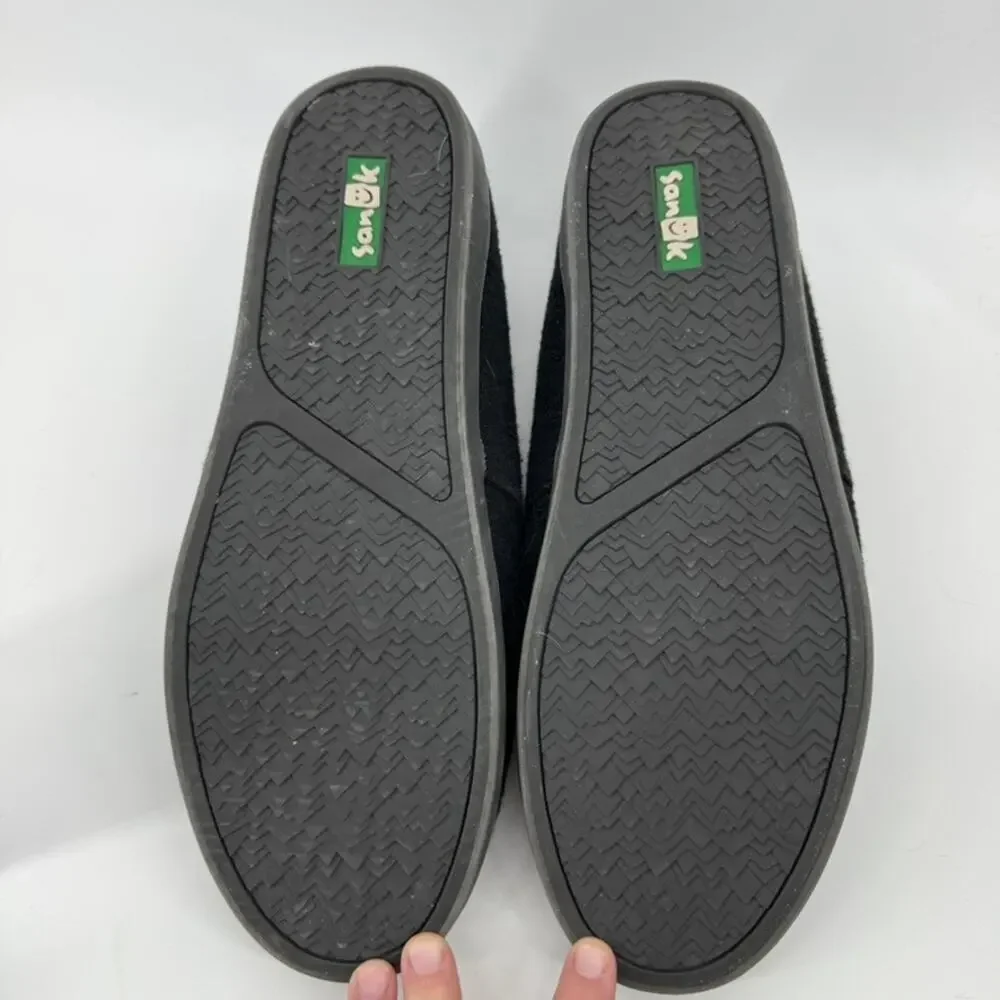 Sanuk Walla Chukka Men's 12 Black Felt Textile Lace Up Sidewalk Surfer Shoes
